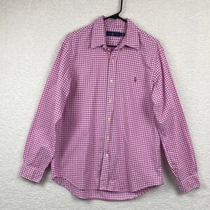 Ralph Lauren men’s large pink gingham print long sleeve button-down shirt.